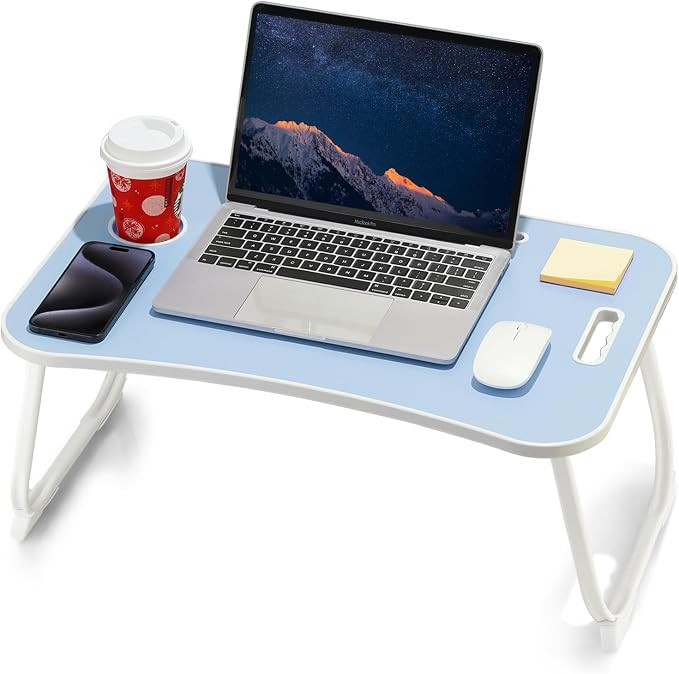Laptop Bed Desk, Foldable Lap Desk, Portable Lap Table, Laptop Stand with Cup Holder, Tablet Slot... | Amazon (US)
