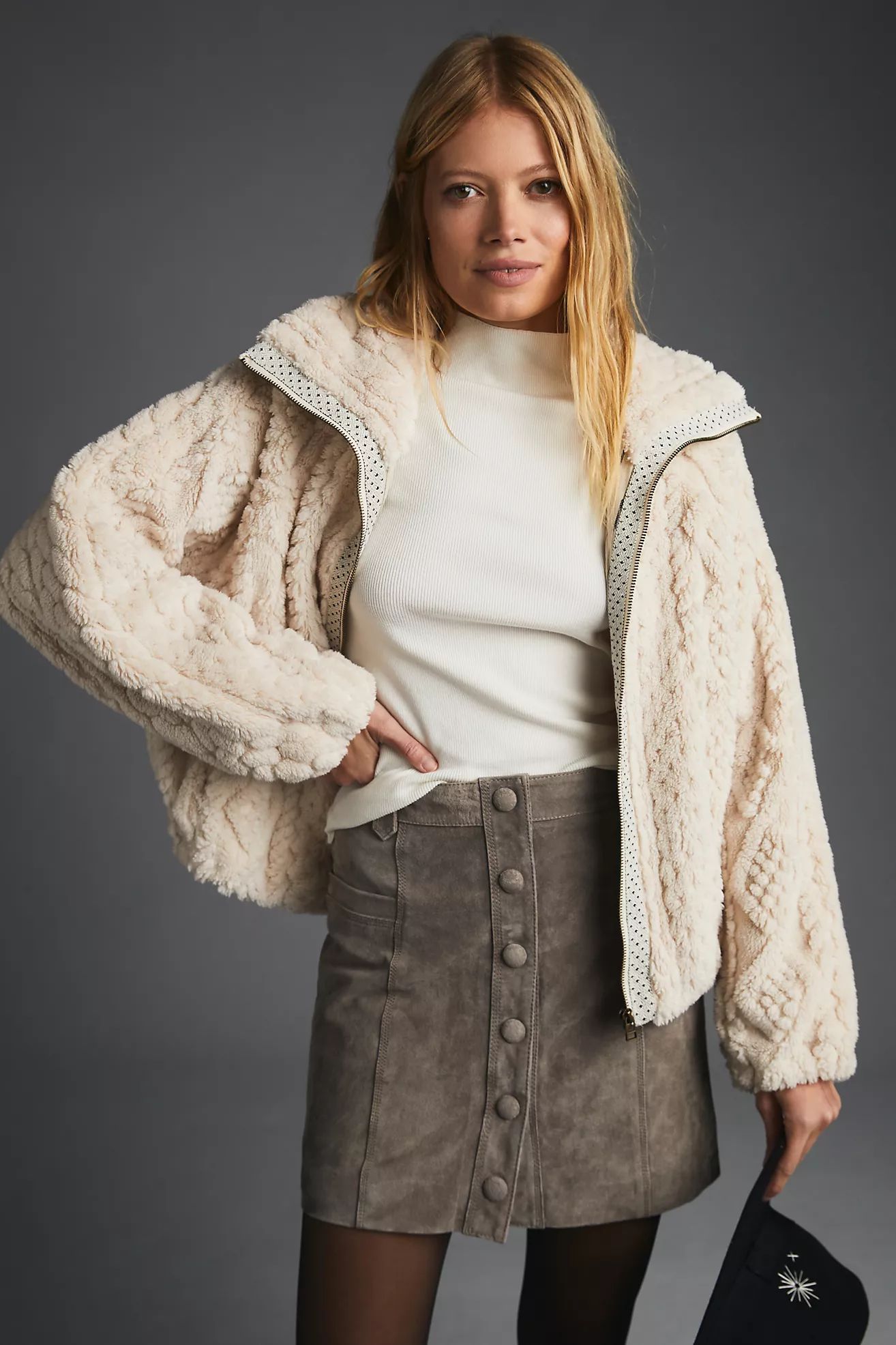 Pilcro Cable Fuzzy Jacket | Anthropologie (US)
