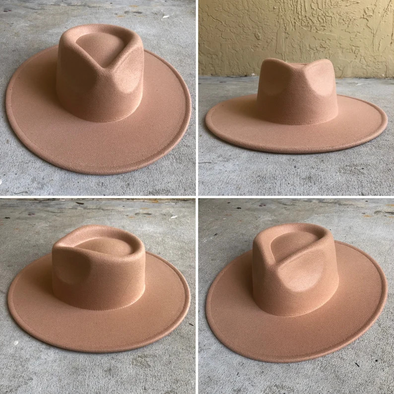 Fedora hat, wide brim hat, vegan felt rancher hat, flat brim hat, stiff brim, fedora for men, fed... | Etsy (US)