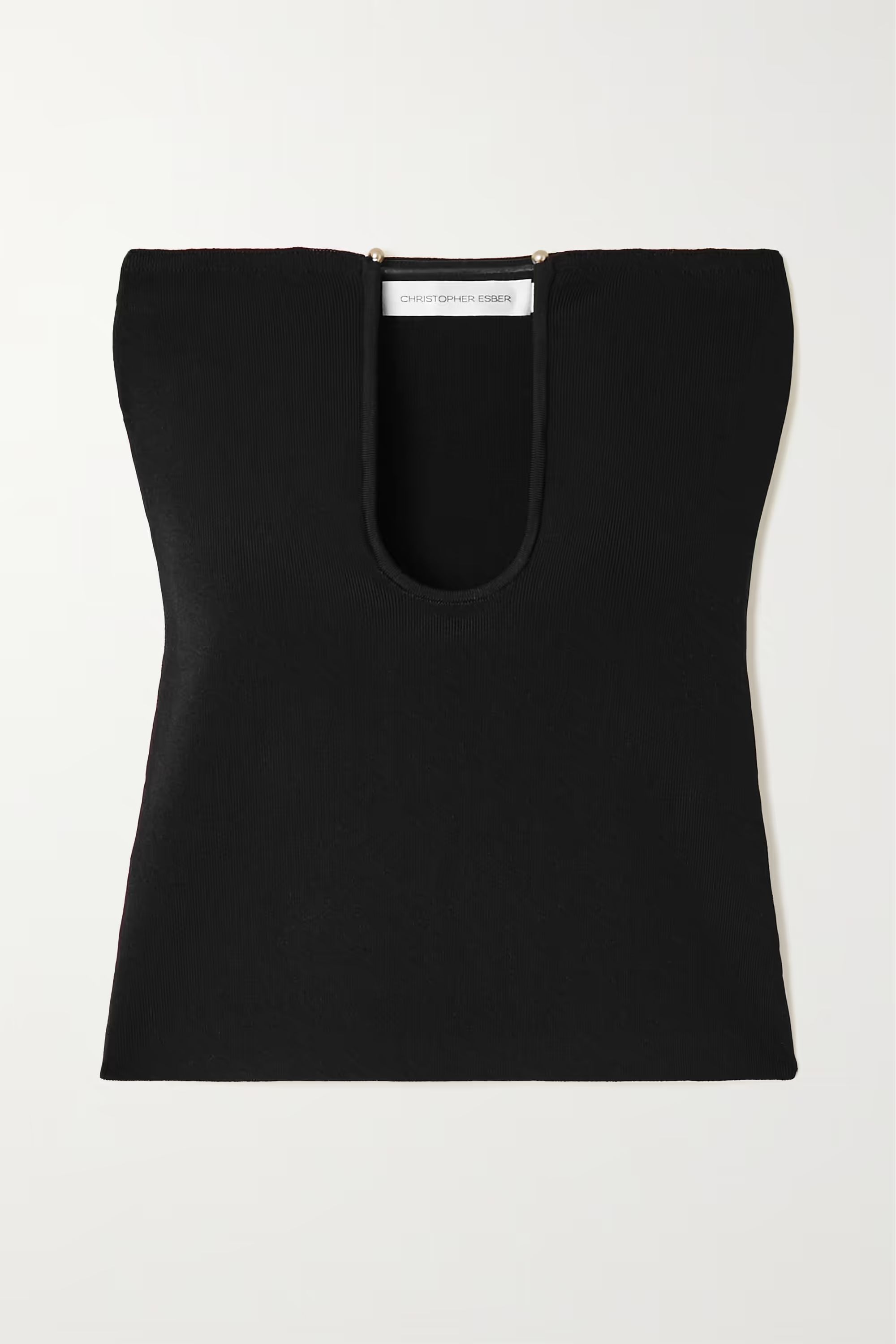 Black Strapless embellished ribbed-knit top | CHRISTOPHER ESBER | NET-A-PORTER | NET-A-PORTER (UK & EU)