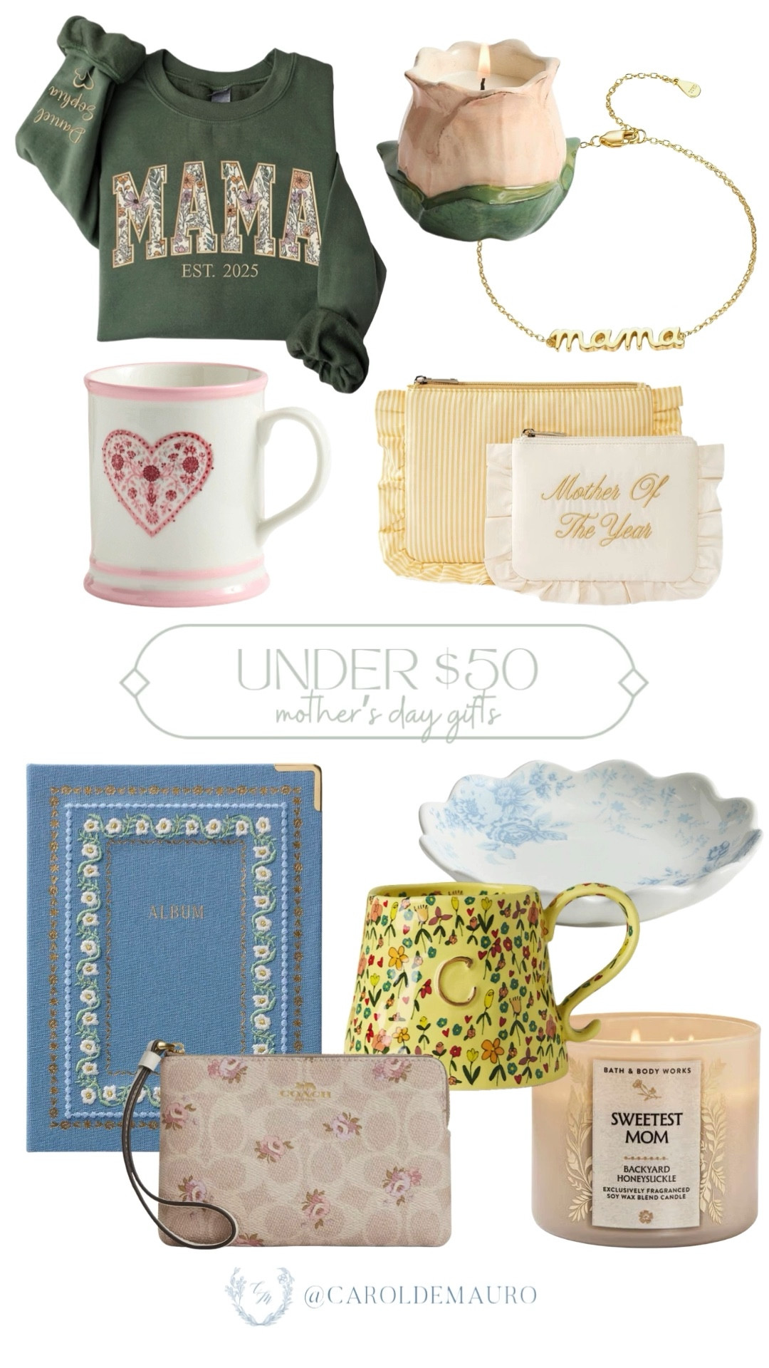 You don't have to break the bank to find something she'll love. From cozy "Mama" sweatshirts and scented candles to floral mugs and chic pouches, these budget-friendly finds under $50 are such a thoughtful way to celebrate her.

mother's day gifts, home decor, cozy finds, fashion accessories, photo memory, coffee mug, affordable finds, gift guide

#LTKHome #LTKSeasonal #LTKMothersDay