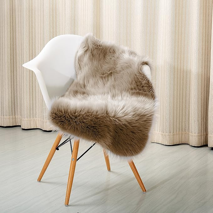 Reafort High Pile Super Soft Faux Sheepskin Rug, Chair Cover, Sofa Cover 20inx36in (20"x 36", Bro... | Amazon (US)