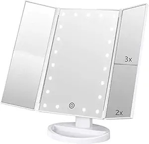 Flymiro Tri-fold Lighted Vanity Makeup Mirror with 3x/2x/1x Magnification, 21Leds Light and Touch... | Amazon (US)