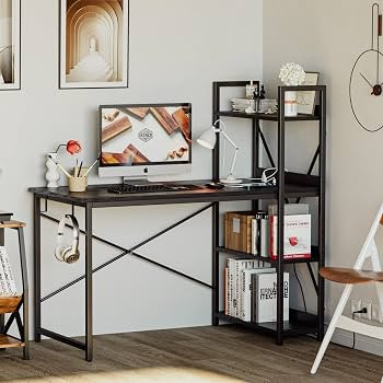 IRONCK Computer Desk 47" with Power Outlet and Storage Shelves, Study Writing Table with USB Port... | Amazon (US)