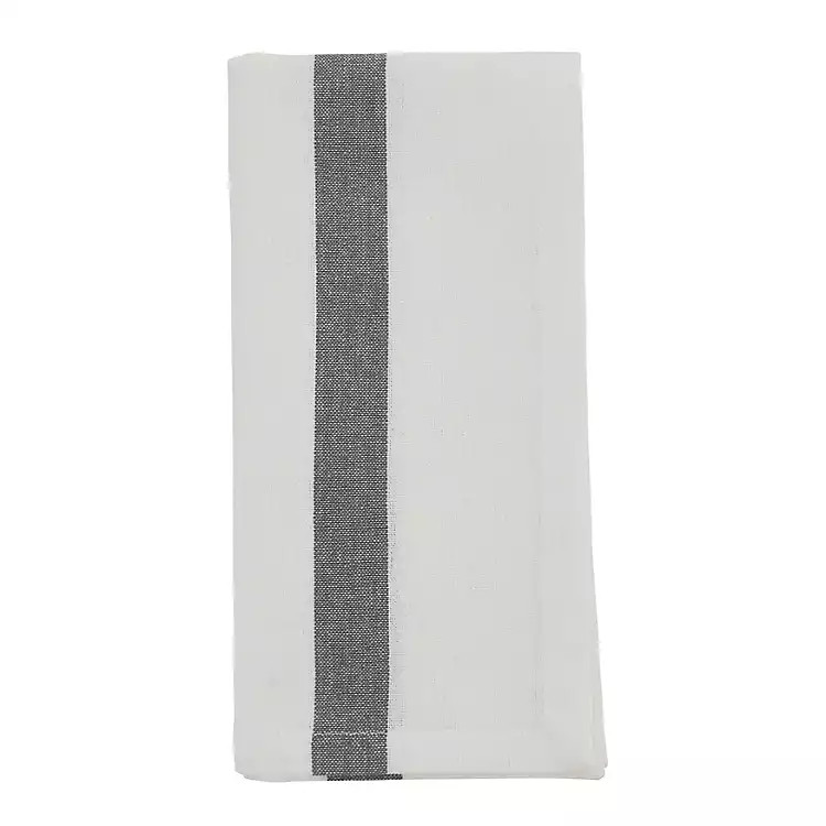 White and Gray Banded Cotton Napkins, Set of 4 | Kirkland's Home