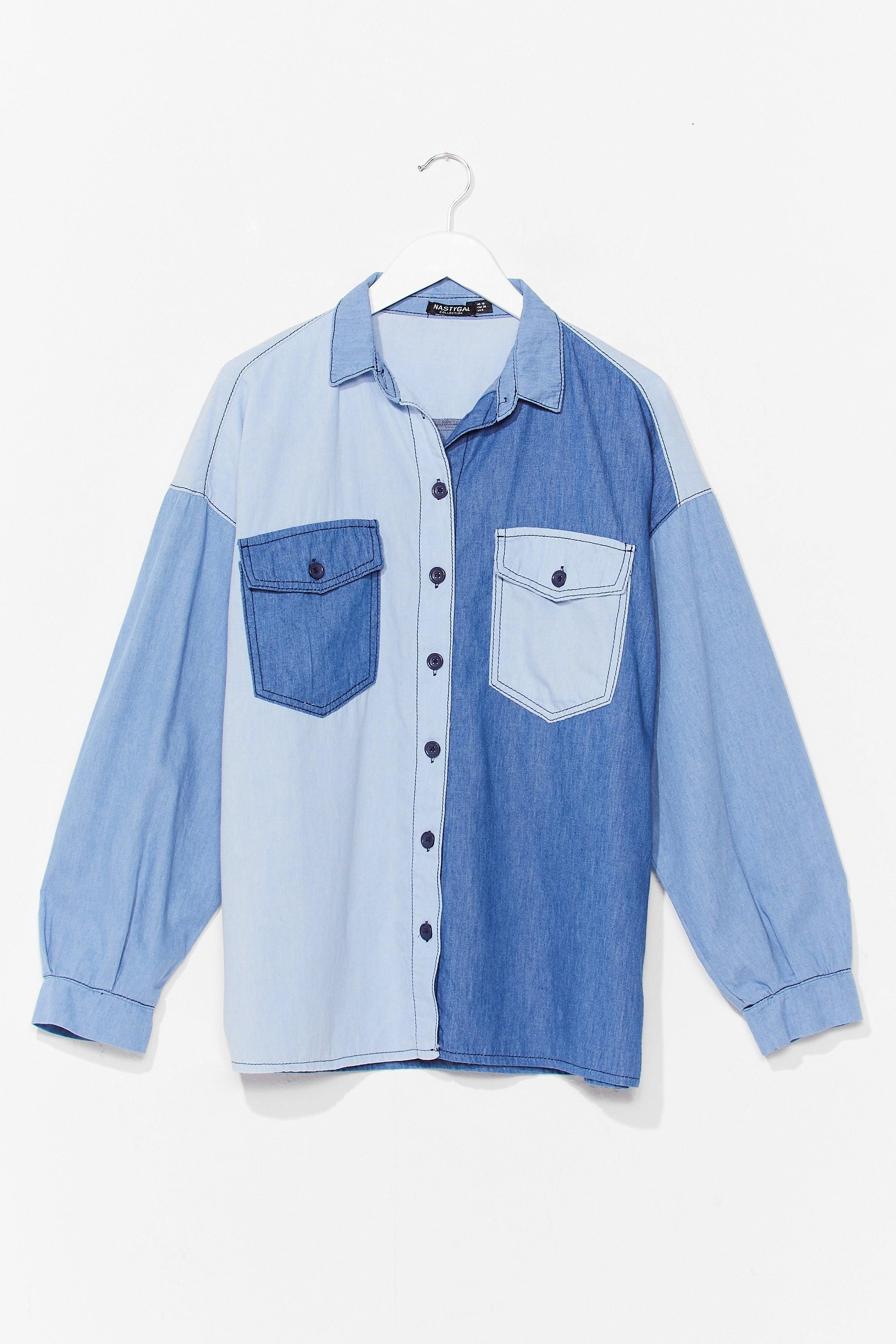 Oversized Two Tone Denim Shirt | NastyGal (UK, IE)