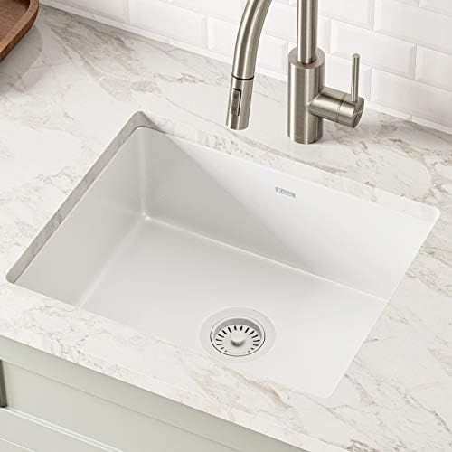 Kraus KE1US21GWH Pintura 21-inch Undermount Porcelain Enameled Steel Single Bowl Kitchen Sink, Wh... | Amazon (US)