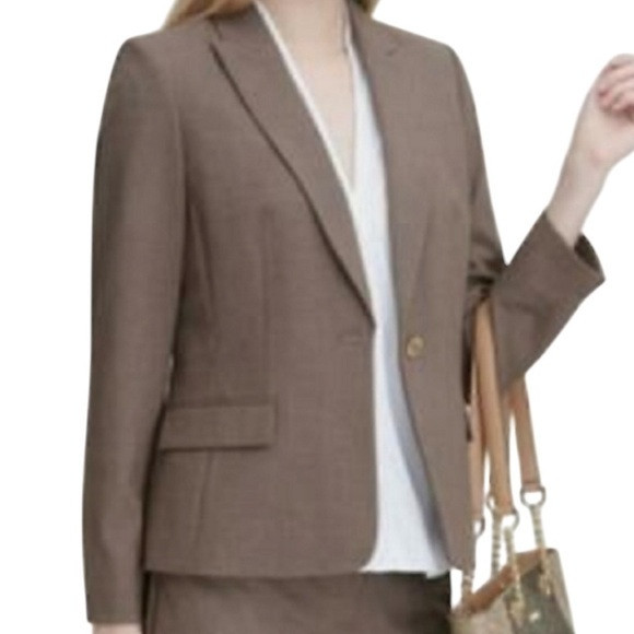 NWT Calvin Klein One Button Blazer, Brown, Size Women’s 2 | Poshmark