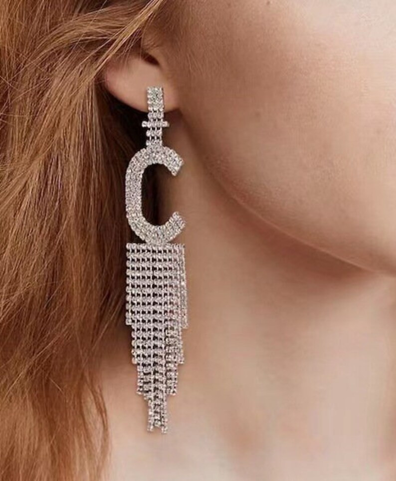 Personalized Silver Initial Alphabet Earrings Initial - Etsy | Etsy (US)