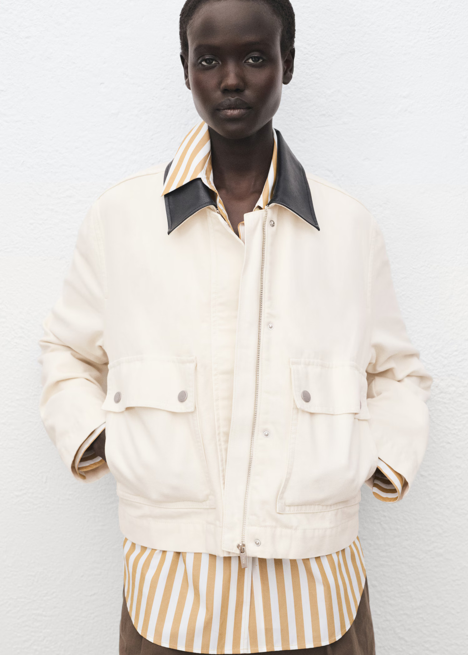 Denim jacket with contrasting collar - Women | MANGO USA | Mango (US/MX/AU)