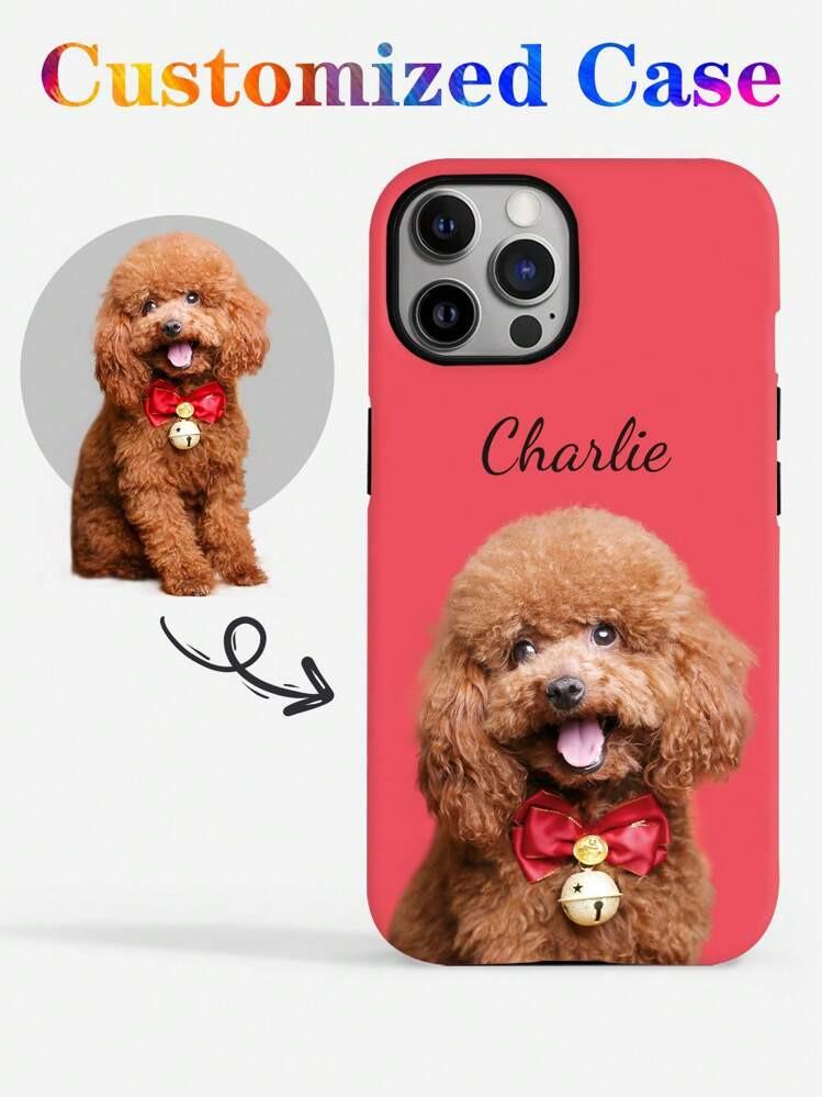 1pc Customizable Cute Dog & Cat Photo Name Phone Case, Transparent Anti-Drop Full Coverage Suitab... | SHEIN