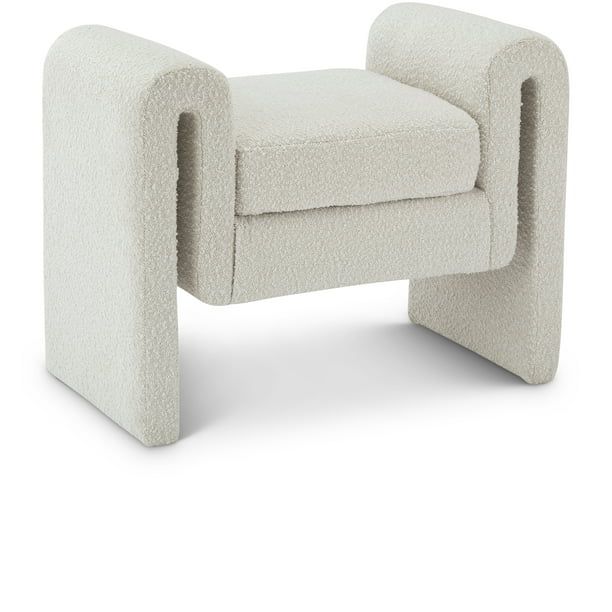 Meridian Furniture Stylus Cream Boucle Fabric Bench - Walmart.com | Walmart (US)