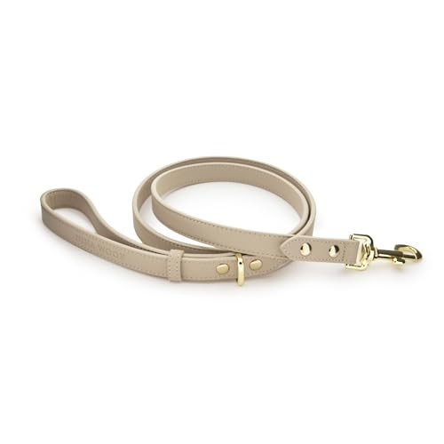 NINA WOOF Leather Dog Leash - Cupertino - Beige Slim Leash with Reinforced Hardware, European Design Soft Dog Collars, Harnesses & Leashes, 4ft | Amazon (US)