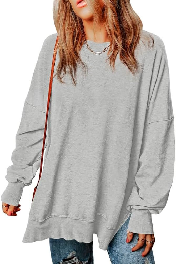 SHEWIN Womens Sweatshirt Casual Long Sleeve Crewneck Lightweight Pullover Tops Loose Sweatshirts | Amazon (US)
