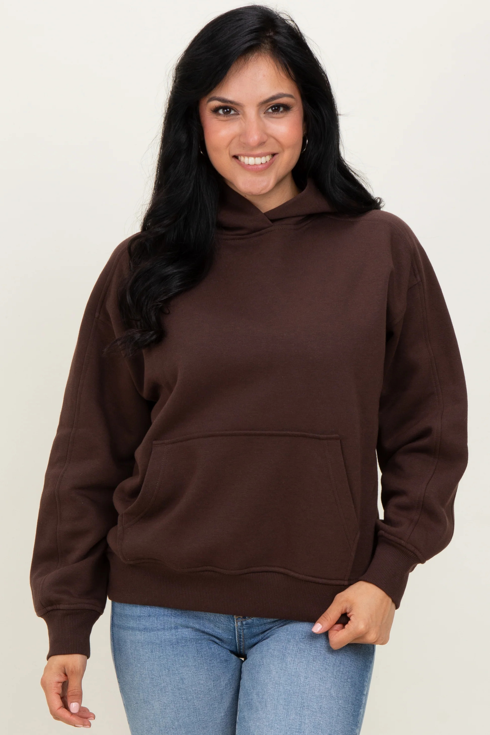 Brown Fleece Oversized Hoodie | PinkBlush Maternity