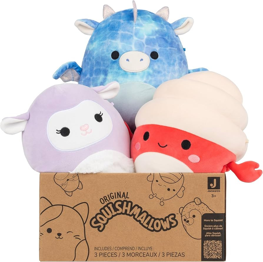 Squishmallows Original Mystery 3-Pack (8-Inch) – Official Jazwares Plush (Medium-Sized) | Amazon (US)