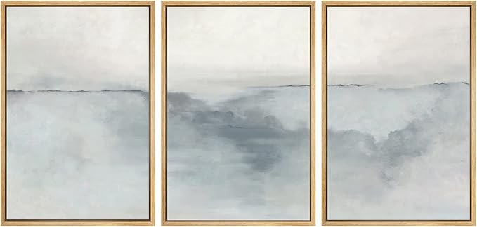 SIGNWIN Framed Canvas Print Wall Art Set Pastel Watercolor Gray Paint Stroke Landscape Abstract S... | Amazon (US)