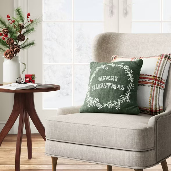 Holiday Woven Plaid Square Throw Pillow - Threshold™ | Target