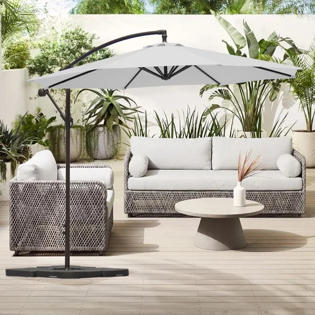 Westin Outdoor 50 Lbs White Patio Offset Cantilever Umbrella with Base - Walmart.com | Walmart (US)