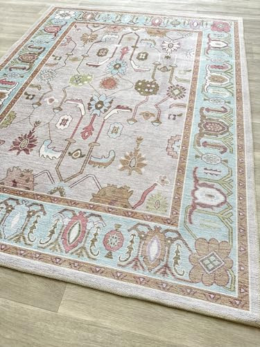 Pink Oushak Rug, Modern, Vintage, Turkish, Eclectic, Floral, Pastel, Washable, Extra Large Area Rugs for Living Room, Dining, Bedroom, Lounge, 9'x12' | Amazon (US)