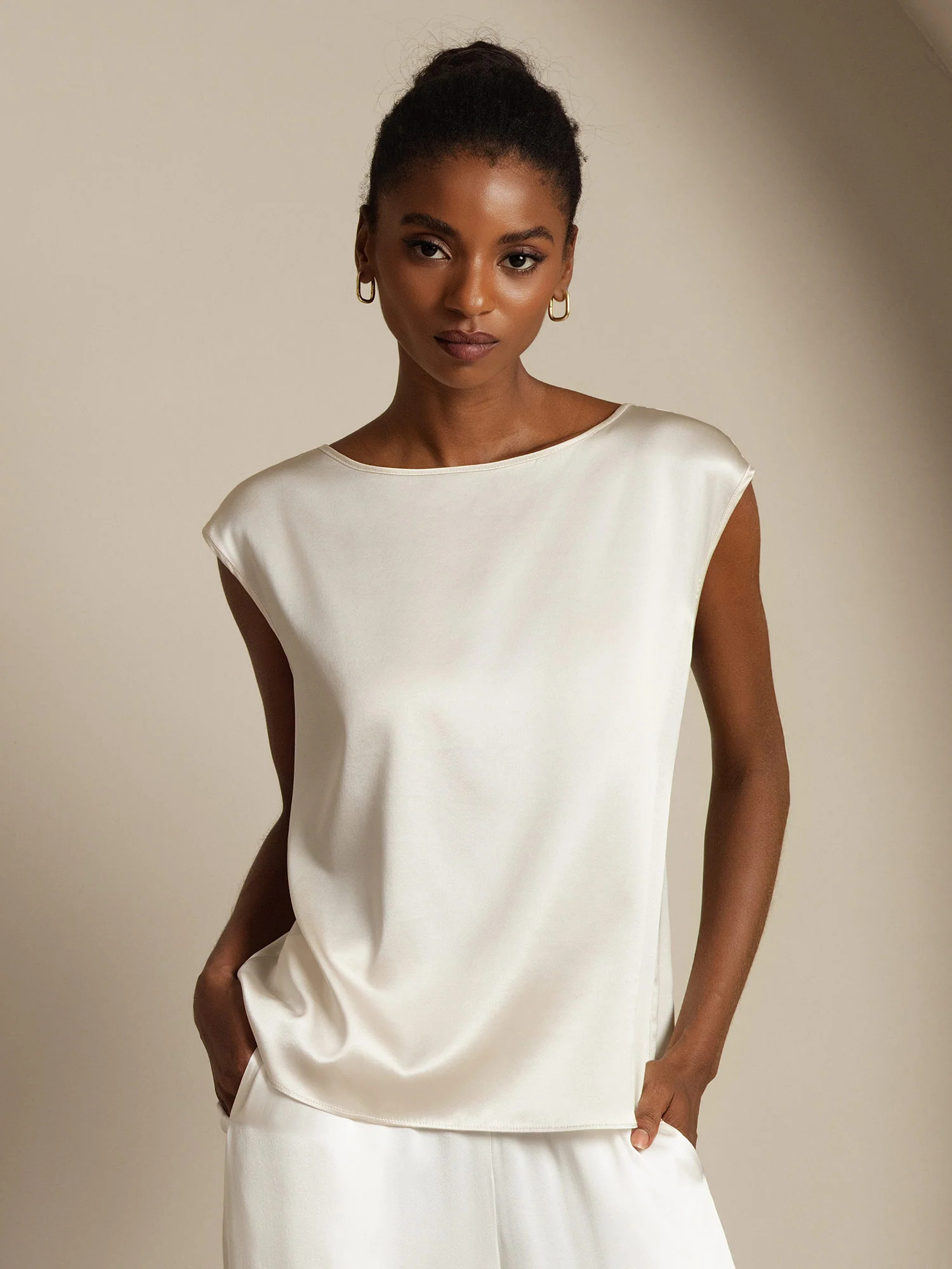 19Momme Silk Cap Sleeve Blouse | SilkSilky