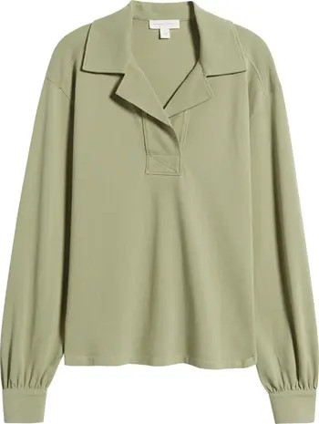 Oversize Long Sleeve Cotton Polo | Nordstrom