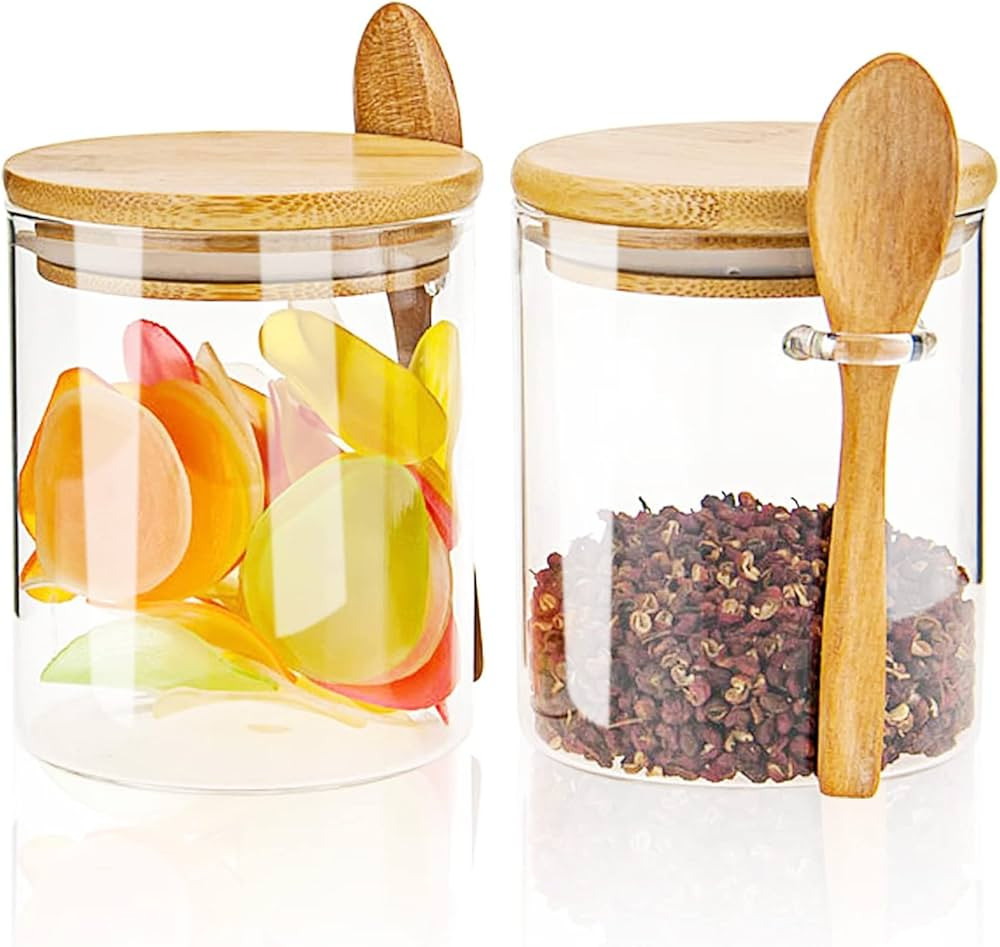 Glass Food Storage Containers with Lid17fl.oz, Glass Jars with Airtight Lid, Clear Food Storage J... | Amazon (US)