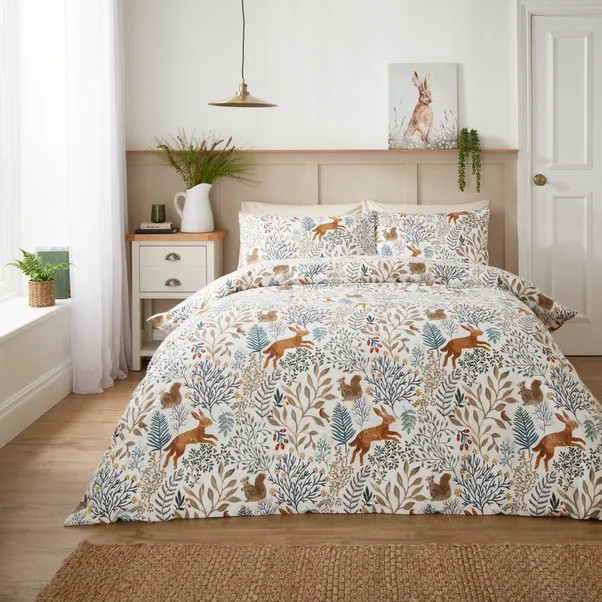 Woodland Tale Natural Brushed Cotton Duvet Cover & Pillowcase Set | Dunelm (migrated)