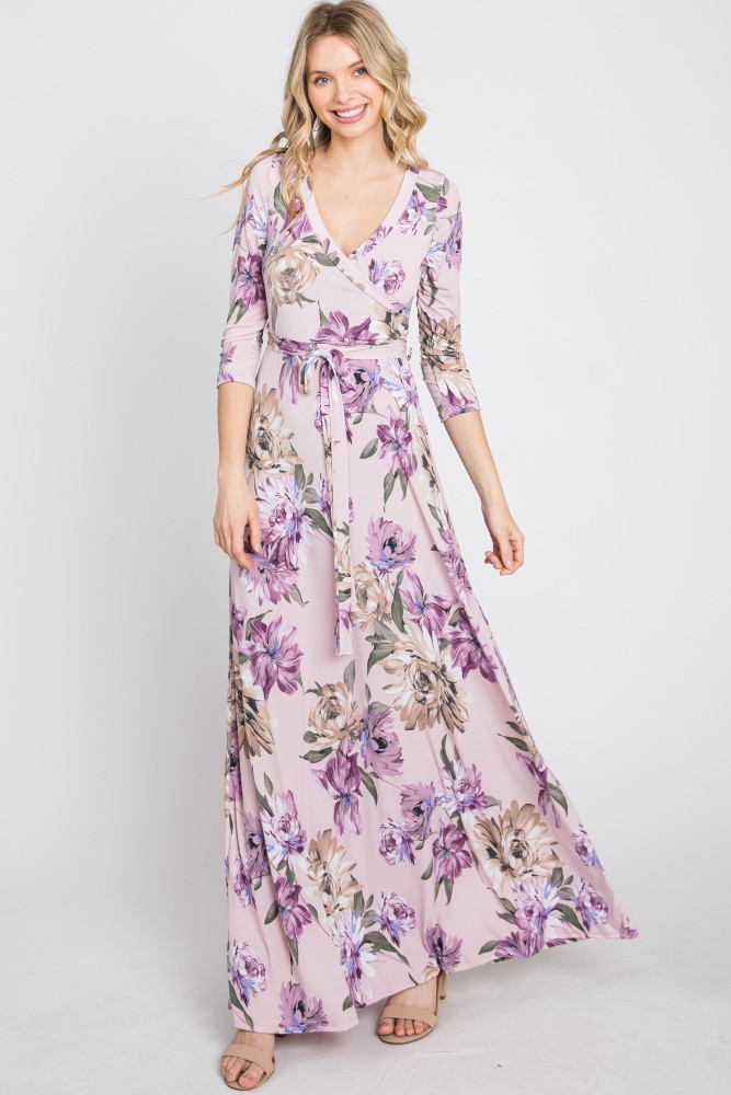 Lavender Floral Wrap Maxi Dress | PinkBlush Maternity