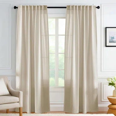 Boho Curtains 2 Panels Faux Linen Jacquard Curtains Light Filtering Back Tab Curtains - Drapes for Bedroom & Living Room | Wayfair North America