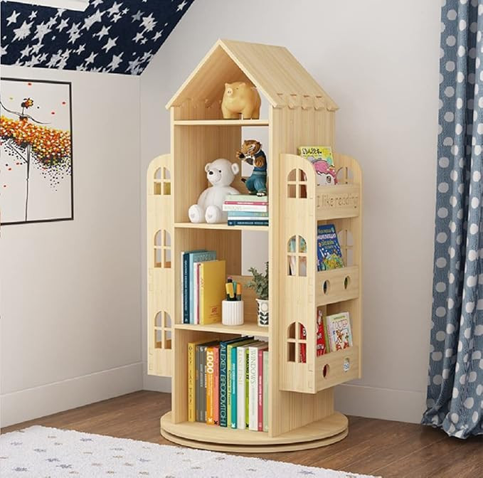 Heehee Rotating Bookshelf 360 Display Floor Standing Bookcase Storage Rack Children's Bookshelf, ... | Amazon (US)