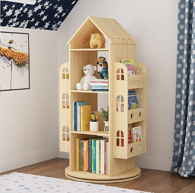 Rotating Bookshelf 360 Display Floor Standing Bookcase Storage Rack for Kids Children's Bookshelf... | Amazon (US)