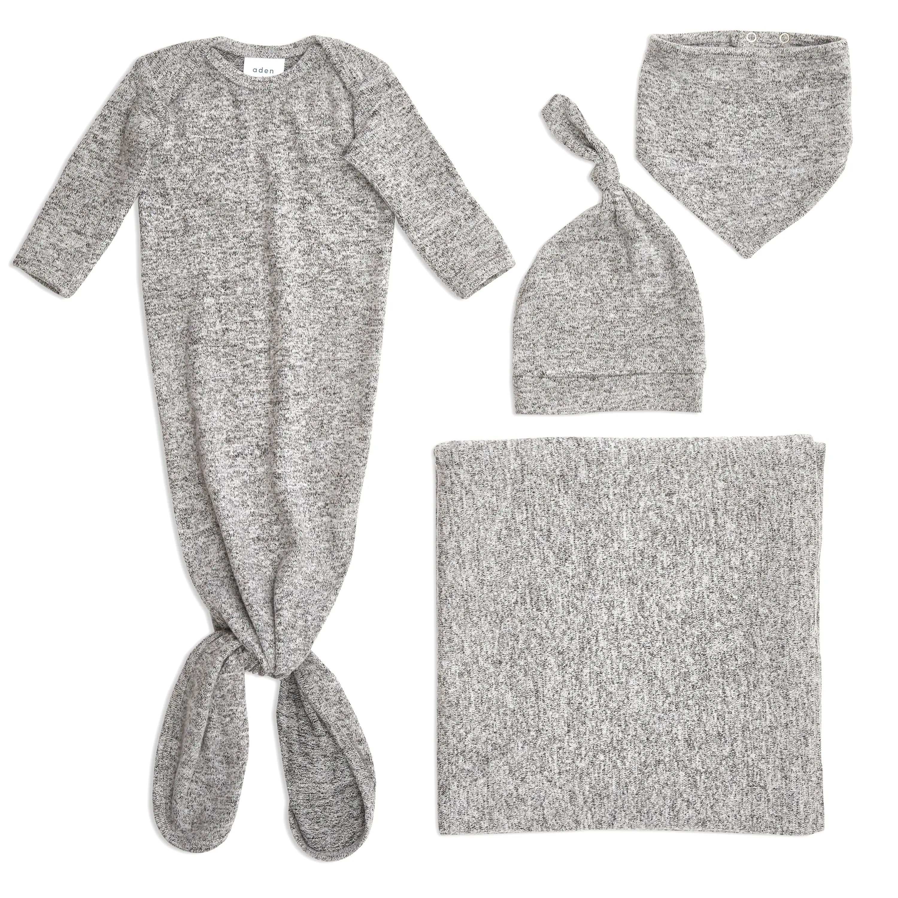 snuggle knit™ newborn gift set heather grey | aden + anais