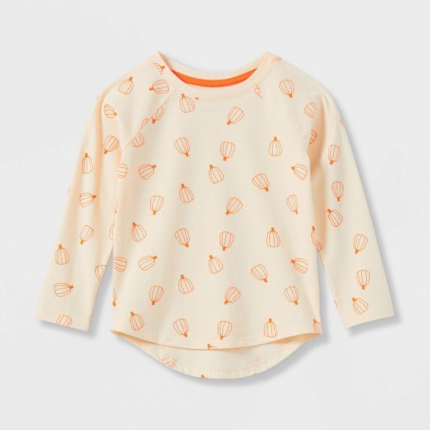 Toddler Girls' Pumpkin Long Sleeve T-Shirt - Cat & Jack™ Cream | Target
