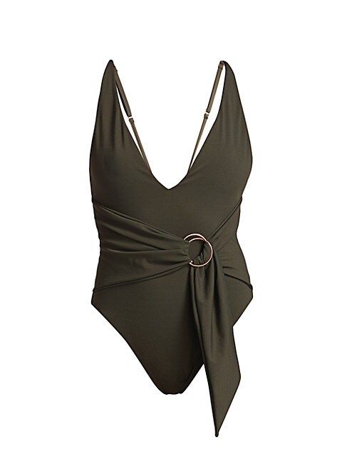 Niya Deep V-Neck Tie-Waist One-Piece Swimsuit | Saks Fifth Avenue