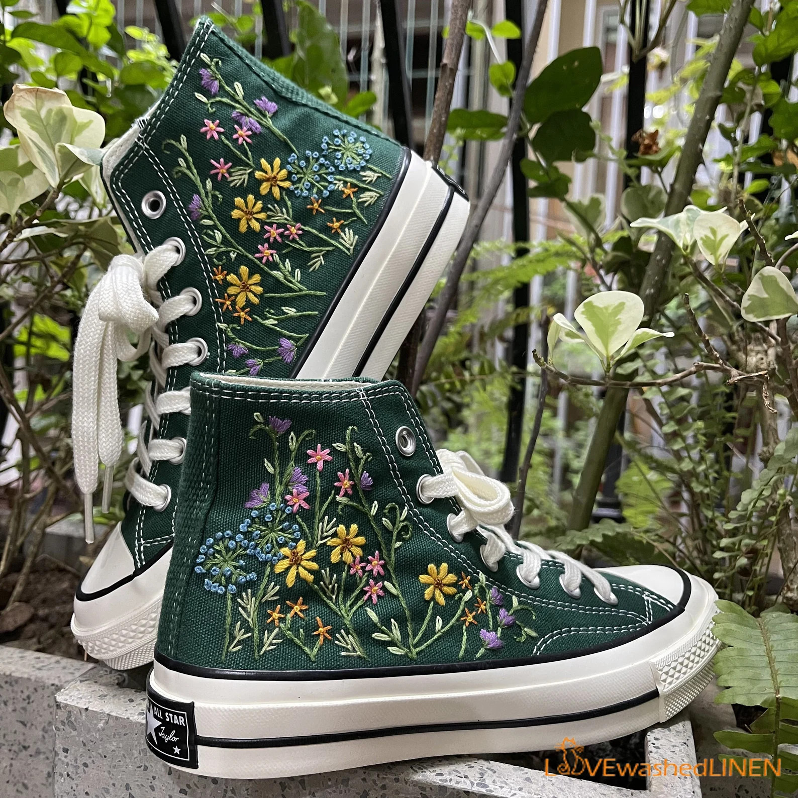 Custom Converse Chuck Taylor Embroidered Garden Flowers Convese Shoes/ Embroidered Converse Custo... | Etsy (US)