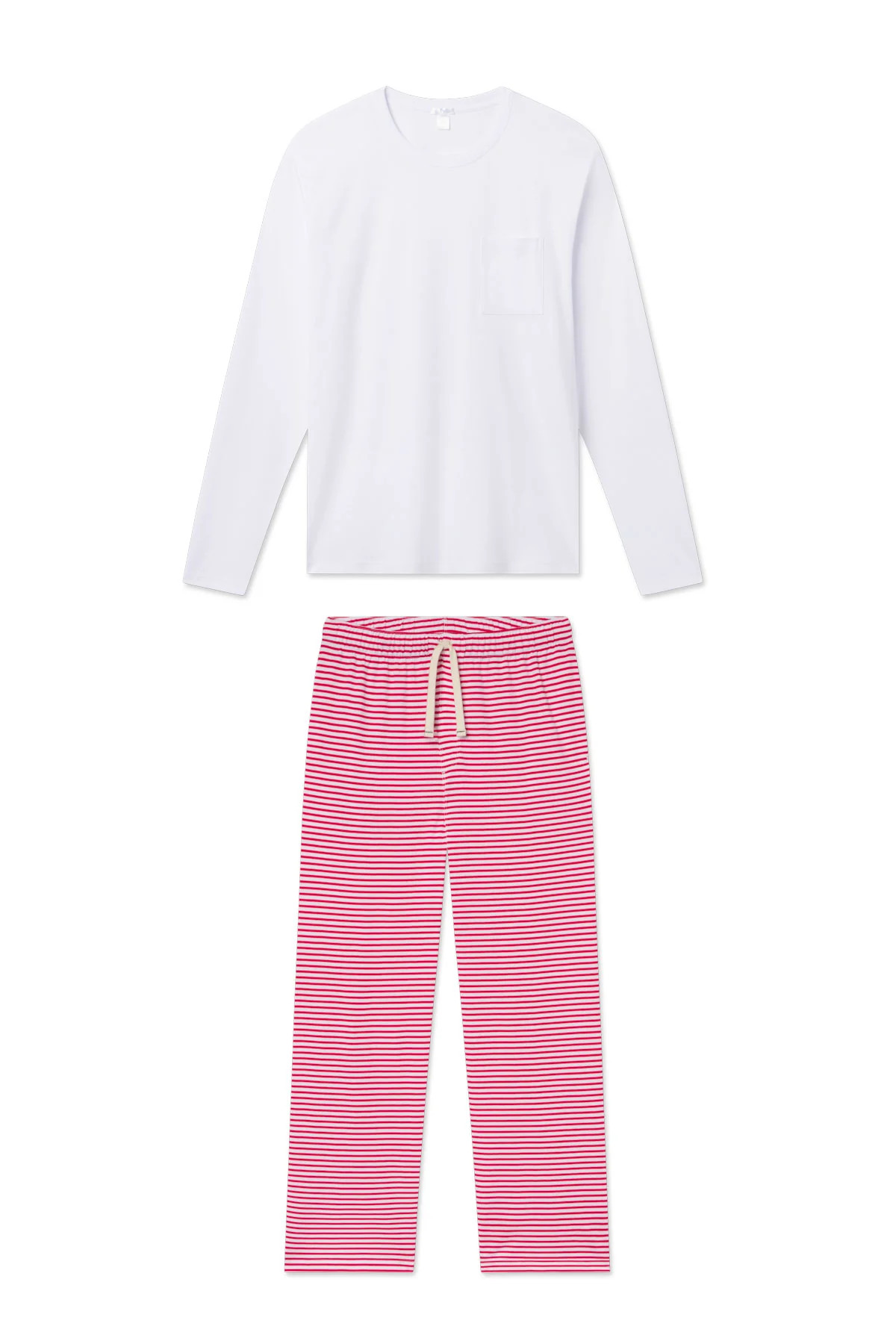 Men's Pima Sleep Long-Long Set in Classic Red Voyager Stripe | Lake Pajamas
