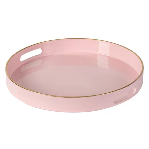 Luann 13" Width Round Decorative Tray Blush Pink Gold | Wayfair North America