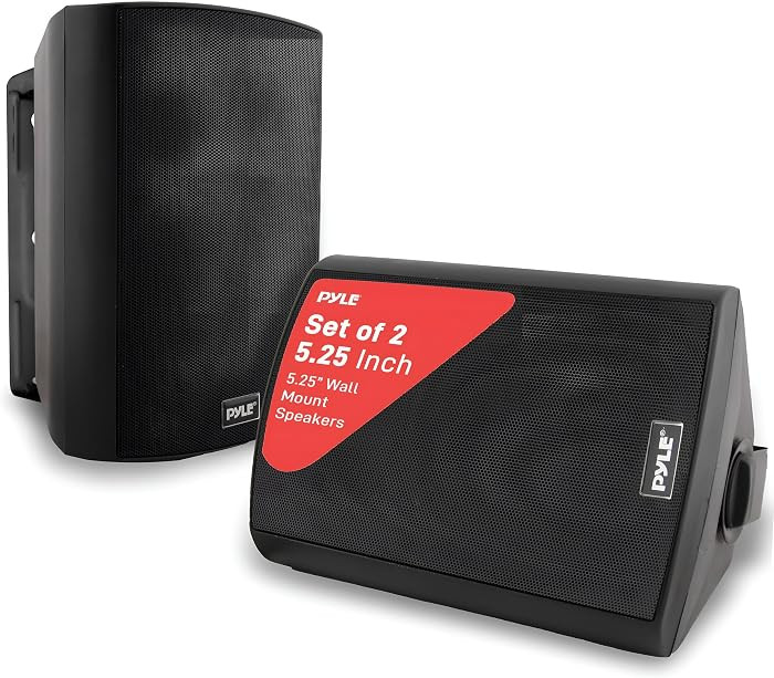 Pyle Waterproof Wall Mount Speaker System - 5.25 Inch Active + Passive Pair Wireless Bluetooth Co... | Amazon (US)
