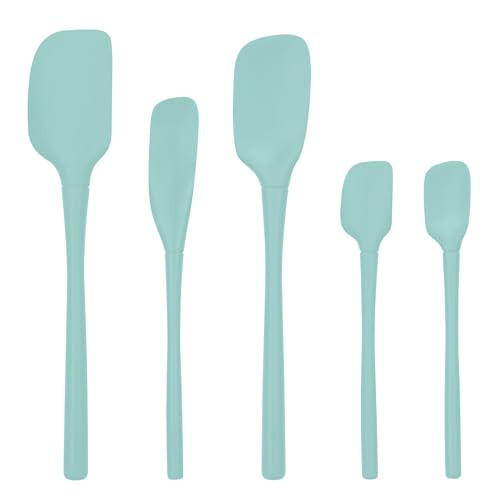 Tovolo 5-Piece Spatula Silicone Utensil Set (Light Aqua): Spatula, Spoonula, Jar Scraper, Mini Spatula, and Mini Spoonula | Amazon (US)
