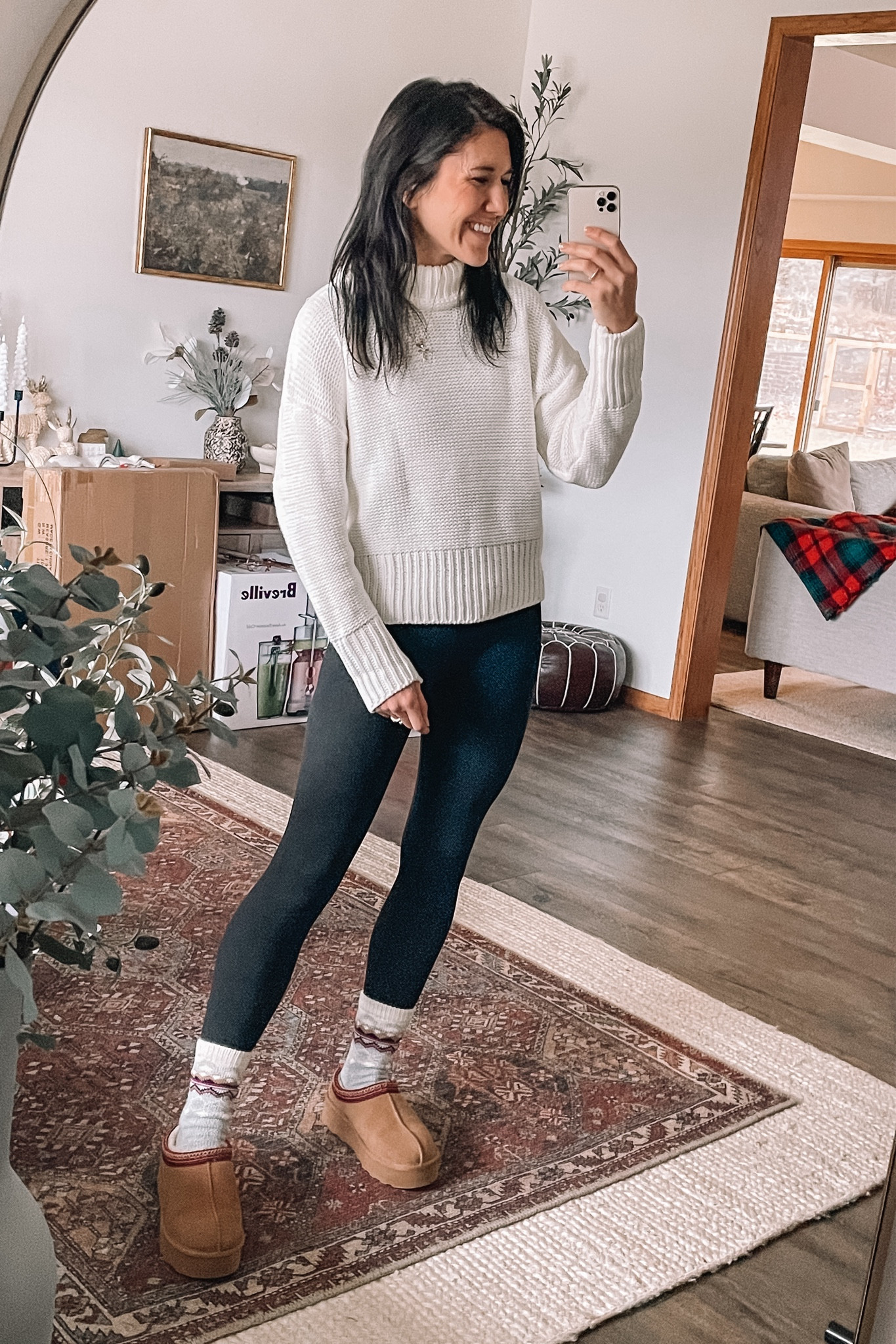 Perfect white sweater from Amazon Fashion! Wearing small 

Wool socks 
Leggings 
Slippers, casual outfit 
UGG tazz slippers look for less
Knit sweater 
Amazon style 
Winter outfits 
Winter outfit 

#LTKshoecrush #LTKfindsunder50 #LTKSeasonal