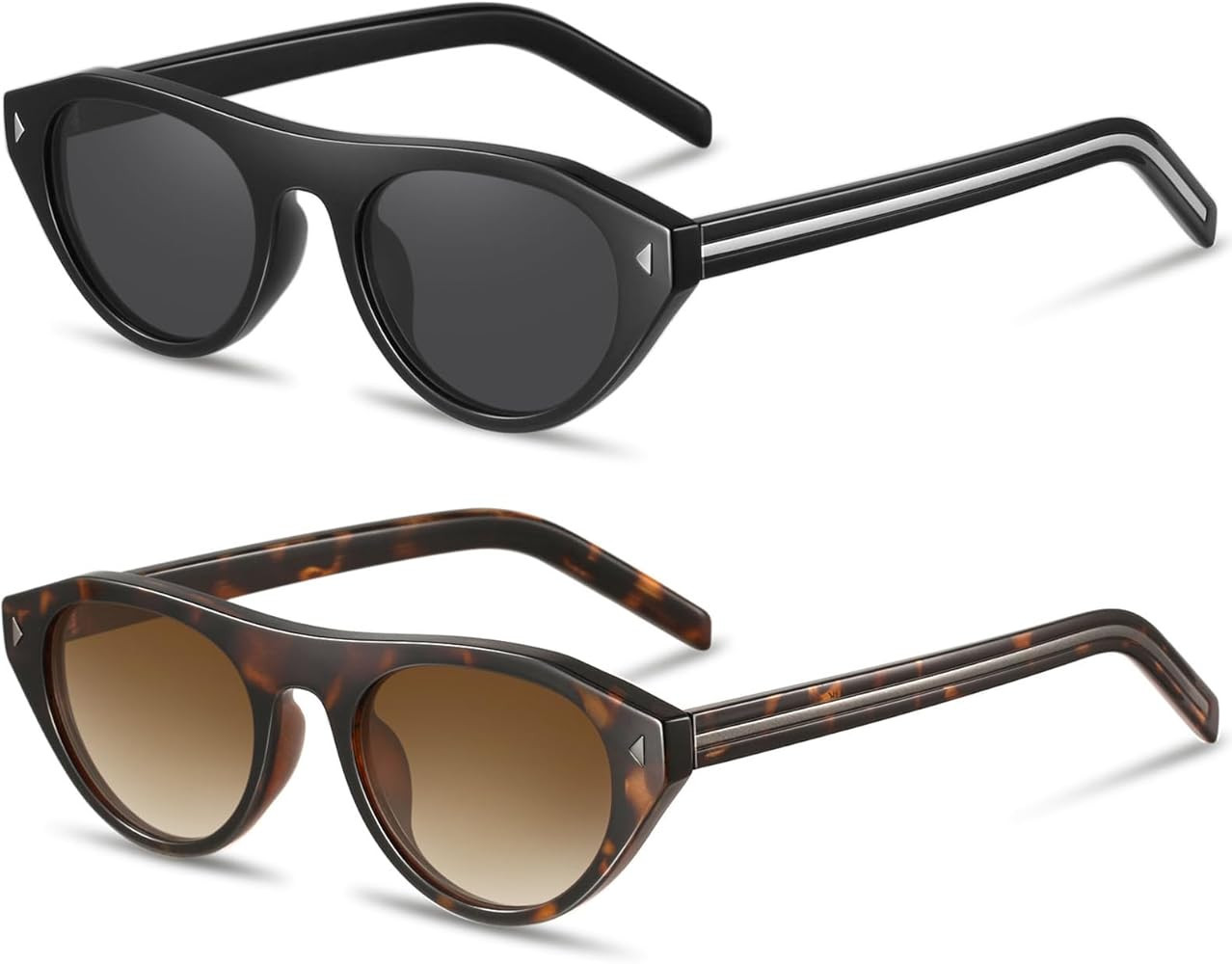 Retro Oval Sunglasses for Women Men Trendy Small Cateye Narrow Round Shades UV Protection | Amazon (US)