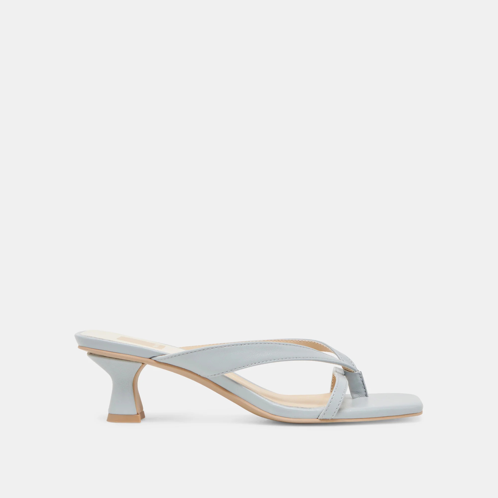 BREVEL WIDE HEELS LIGHT BLUE LEATHER | DolceVita.com