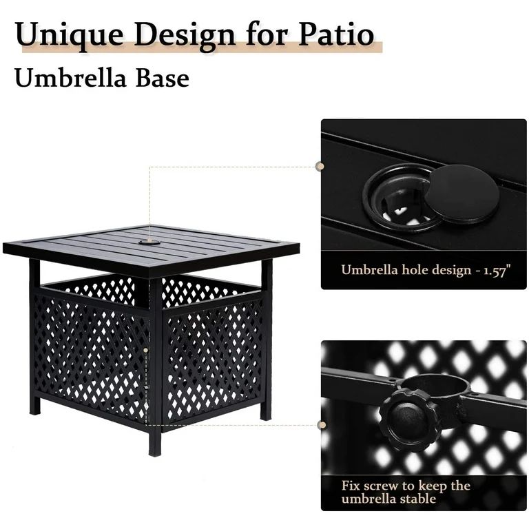 SUNCROWN Patio Bistro Table Outdoor Square Metal Outdoor Metal Umbrella Base Stand with 1.57" Umb... | Walmart (US)