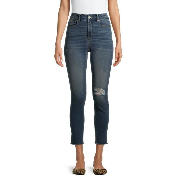 Time and Tru Women's High Rise Cropped Skinny Jeans | Walmart (US)