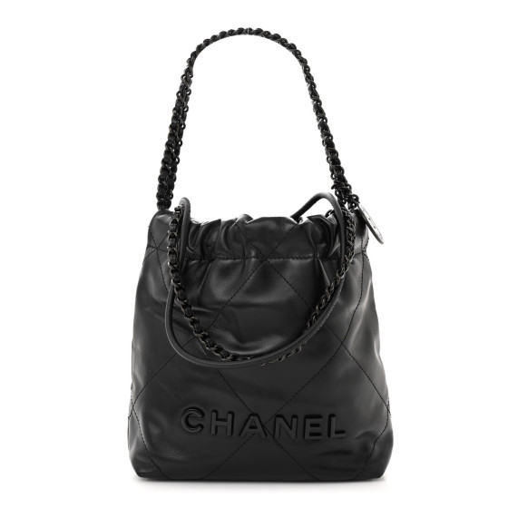 Shiny Calfskin Quilted Monochrome Mini Chanel 22 Black | FASHIONPHILE (US)