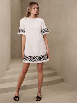 Embroidered-Sleeve Mini Dress | Banana Republic Factory