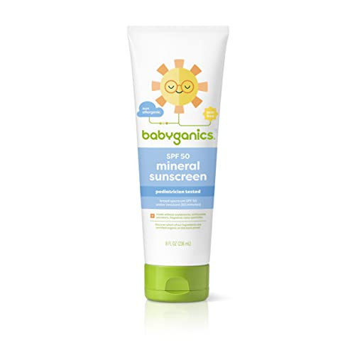 Babyganics SPF 50 Baby Mineral Sunscreen Lotion UVA UVB Protection Octinoxate & Oxybenzone Free Water Resistant, Value Size, 8oz | Amazon (US)