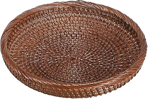 Hipiwe Small Key Basket Bowl for Entryway 7.6" Round Woven Wicker Basket Fruit Serving Tray Woven... | Amazon (US)