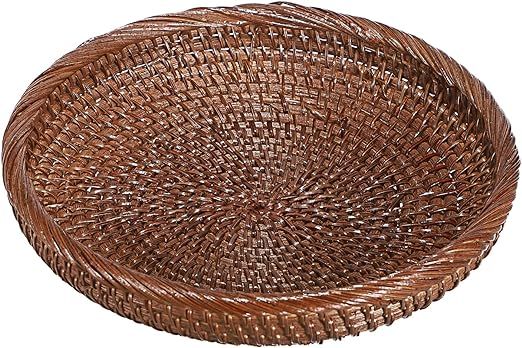 Hipiwe Small Key Basket Bowl for Entryway 7.6" Round Woven Wicker Basket Fruit Serving Tray Woven... | Amazon (US)
